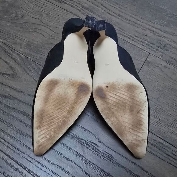 Calvin Klein Odina Sculpted Heel Pointed Toe Dress Mules in Black - Picture 11 of 13